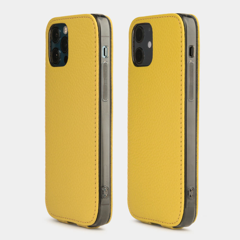 Чехол кожаный для iPhone 12/12Pro желтого цвета