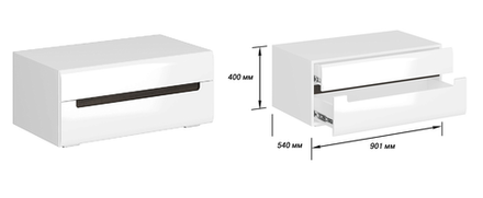 Приставка к тумбе ТВ Стокгольм белый/белый глянец