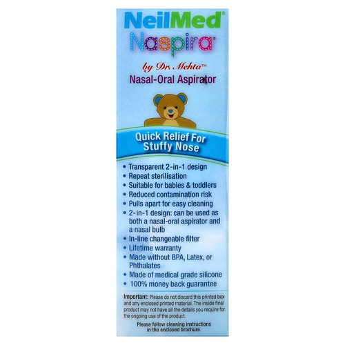 NeilMed, Naspira®, назально-оральный аспиратор, набор из 9 предметов для младенцев и детей