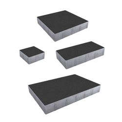 Тротуарная плитка ГРАНДО - Гранит Черный, комплект из 4 видов плит