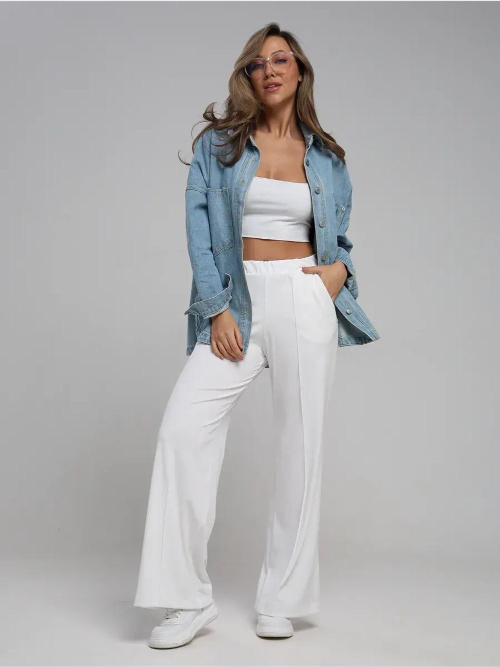 Брюки палаццо со стрелками клеш от бедра