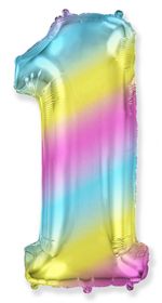 FM Шар диагональная радуга градиент "Цифра 1" 102 см (БГ-60)