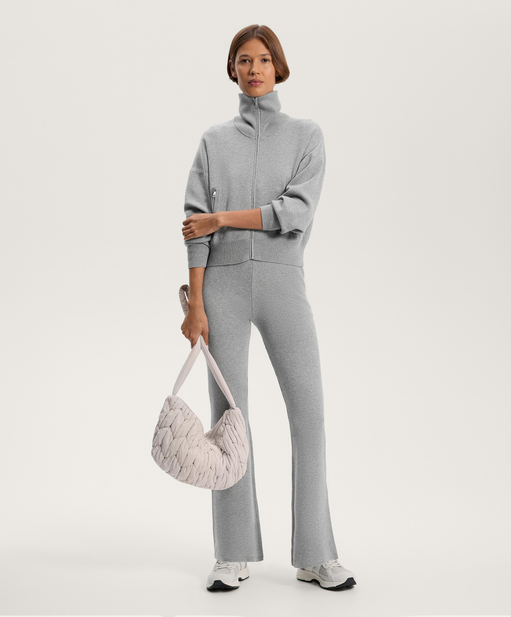 Oysho Трикотажная куртка с высоким воротом и карманами, серый