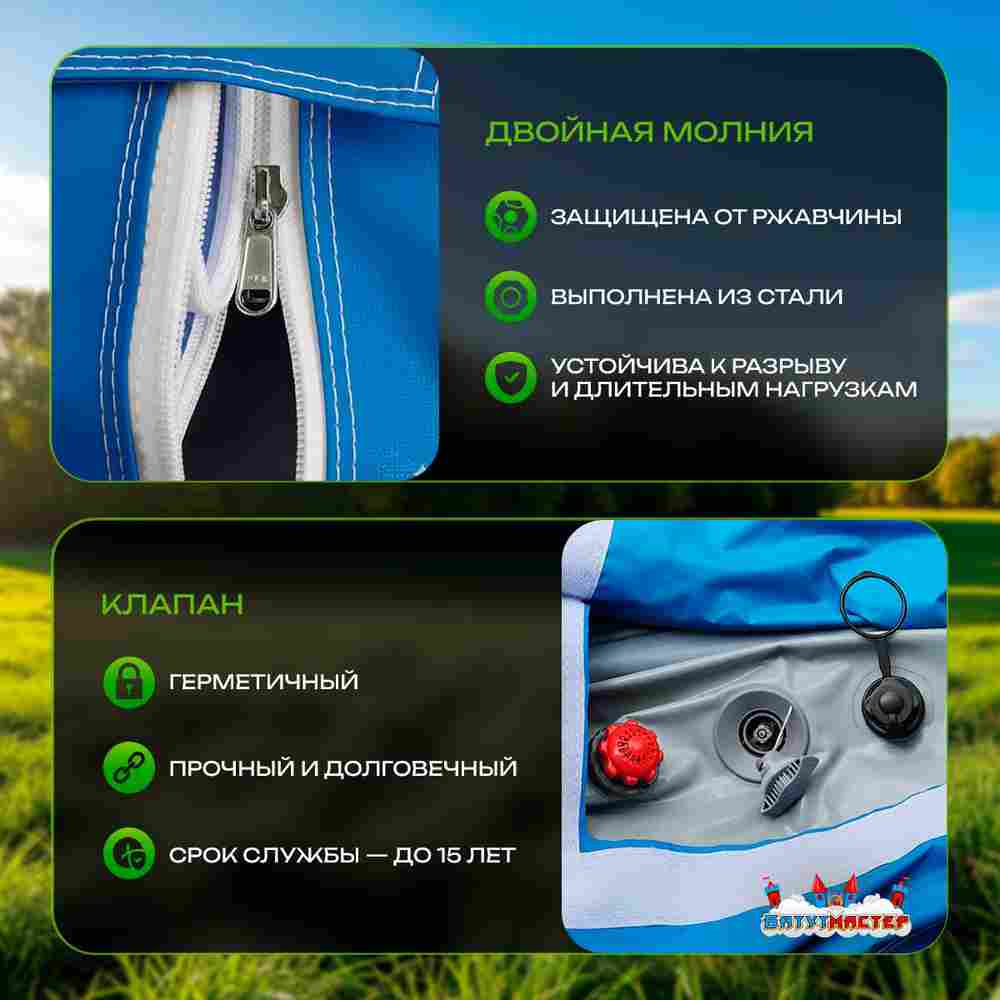 Пневмокаркасная всесезонная палатка «Универсал» 4×2,5×2,5 м — из ПВХ, синяя