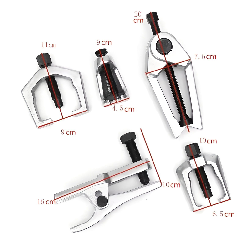 Набор съемников шаровых опор и рулевых тяг, 5 предметов /Набор съемников рулевых и шаровых соединений с изменяемой высотой