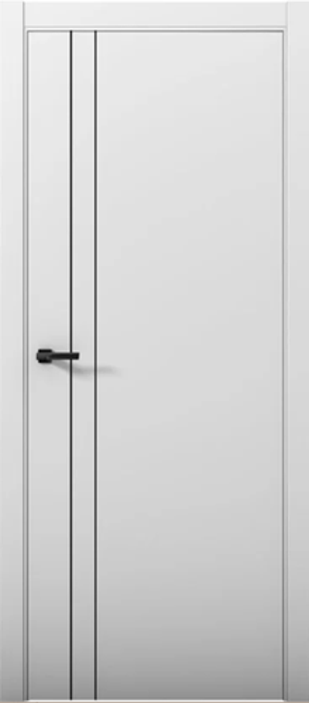 Межкомнатная дверь Turen Becker Fox 4 (черный молдинг, черная алюминиевая кромка, черный замок Apecs) Светло-серый