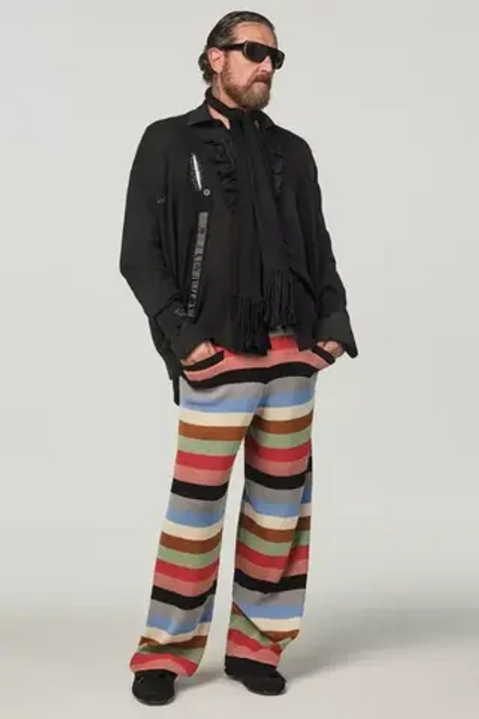 ZARA X STEFANO PILATI БРЮКИ ИЗ ТРИКОТАЖА В ПОЛОСКУ, РАЗНОЦВЕТНЫЙ