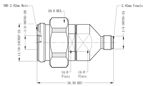 LT-NMD2.92M-2.92F, Коаксиальный переходник NMD 2.92 мм (вилка) / 2.92 мм (розетка)