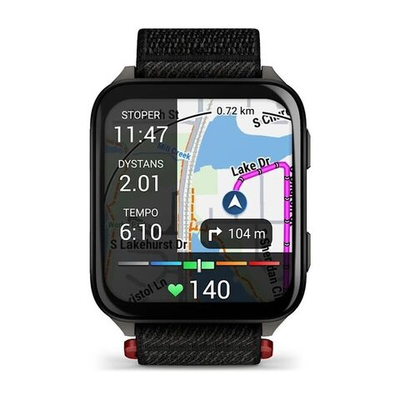 Смарт часы Garmin Venu X1 черные с серой титановой крышкой, черным нейлоновым ремешком