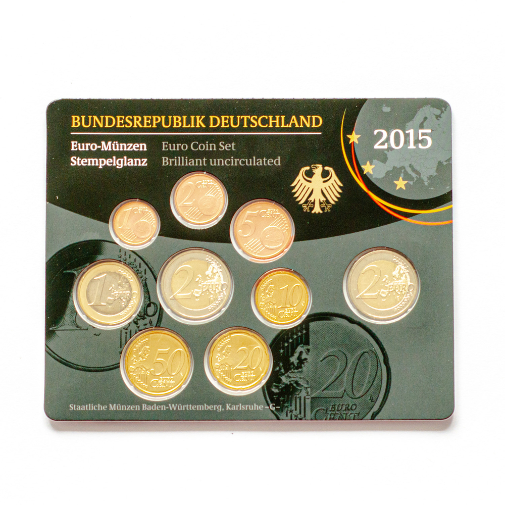Germany 2015 Year Set (A, D, F, G, J) + 5 x 2 Euro "Hessen: Frankfurter Paulskirche"