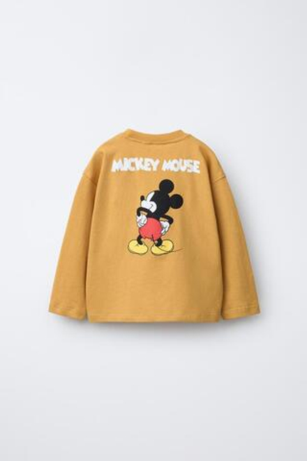 ZARA ЛОНГСЛИВ С ПРИНТОМ MICKEY MOUSE © DISNEY, ГОРЧИЧНЫЙ