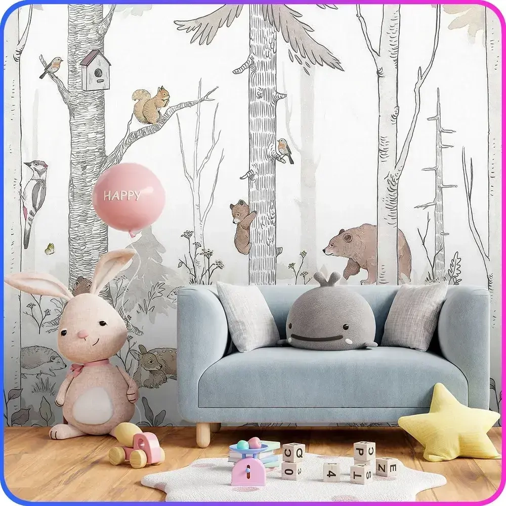 Фотообои детские Лесные животные 300х270 см Luxury Walls AM38303