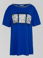 Футболка Archie 6688 удлиненная с цепочкой и надписью Natural Options однотонная