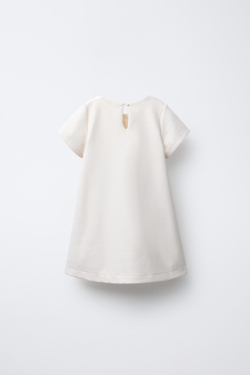 ZARA ПЛАТЬЕ С БАНТОМ, ЭКРЮ