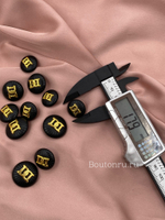 Пуговицы черные матовые с золотым декором