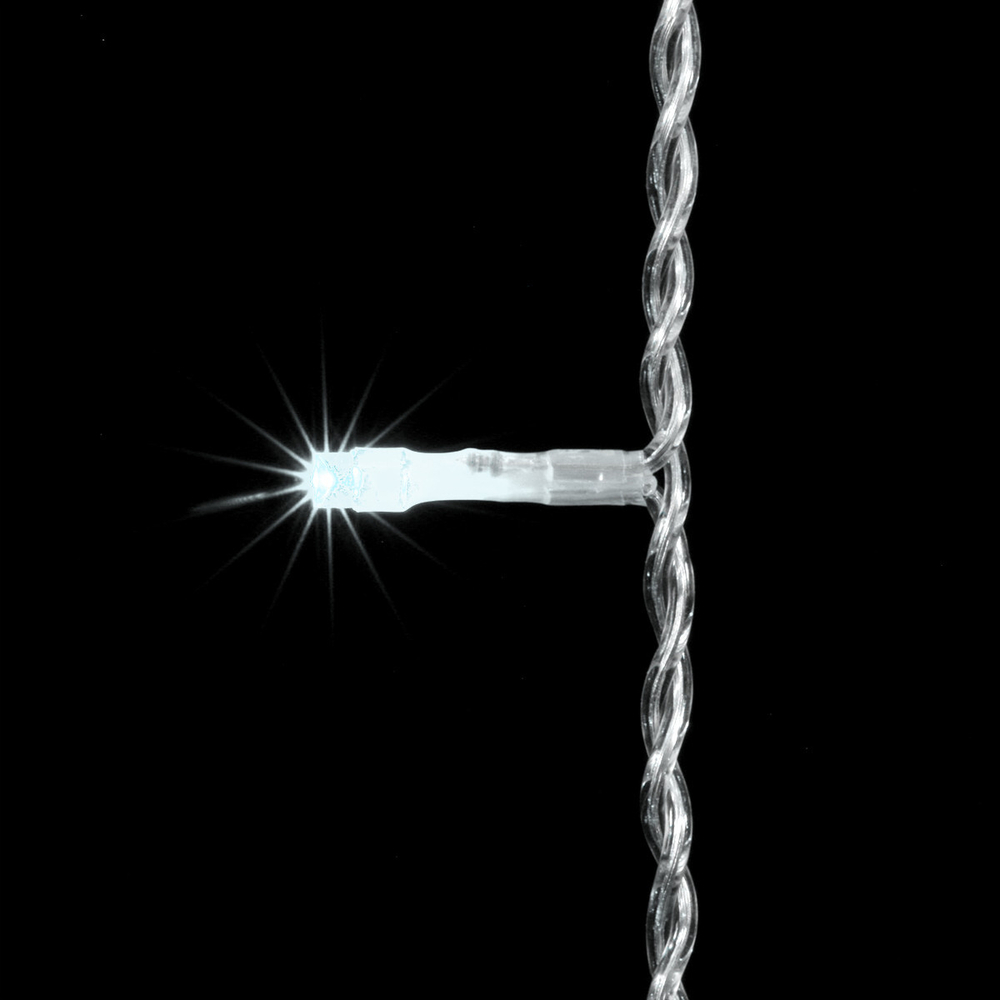 Светодиодный занавес 2*1 м., 200 белых LED ламп, прозрачный провод ПВХ, LTC (PCL202-10-2W)