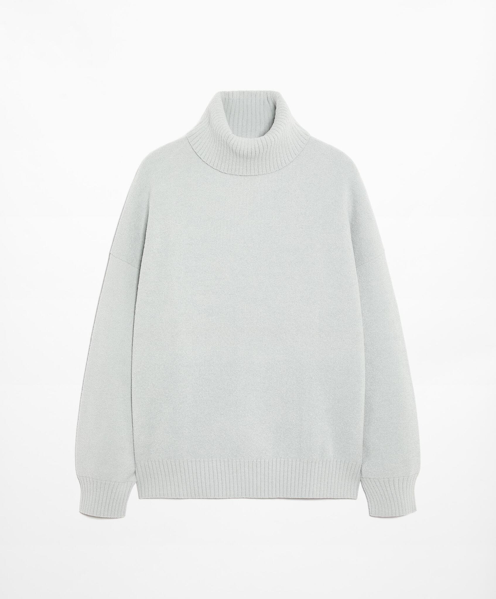 Oysho Вязаный свитер с высоким воротником, светло-голубой