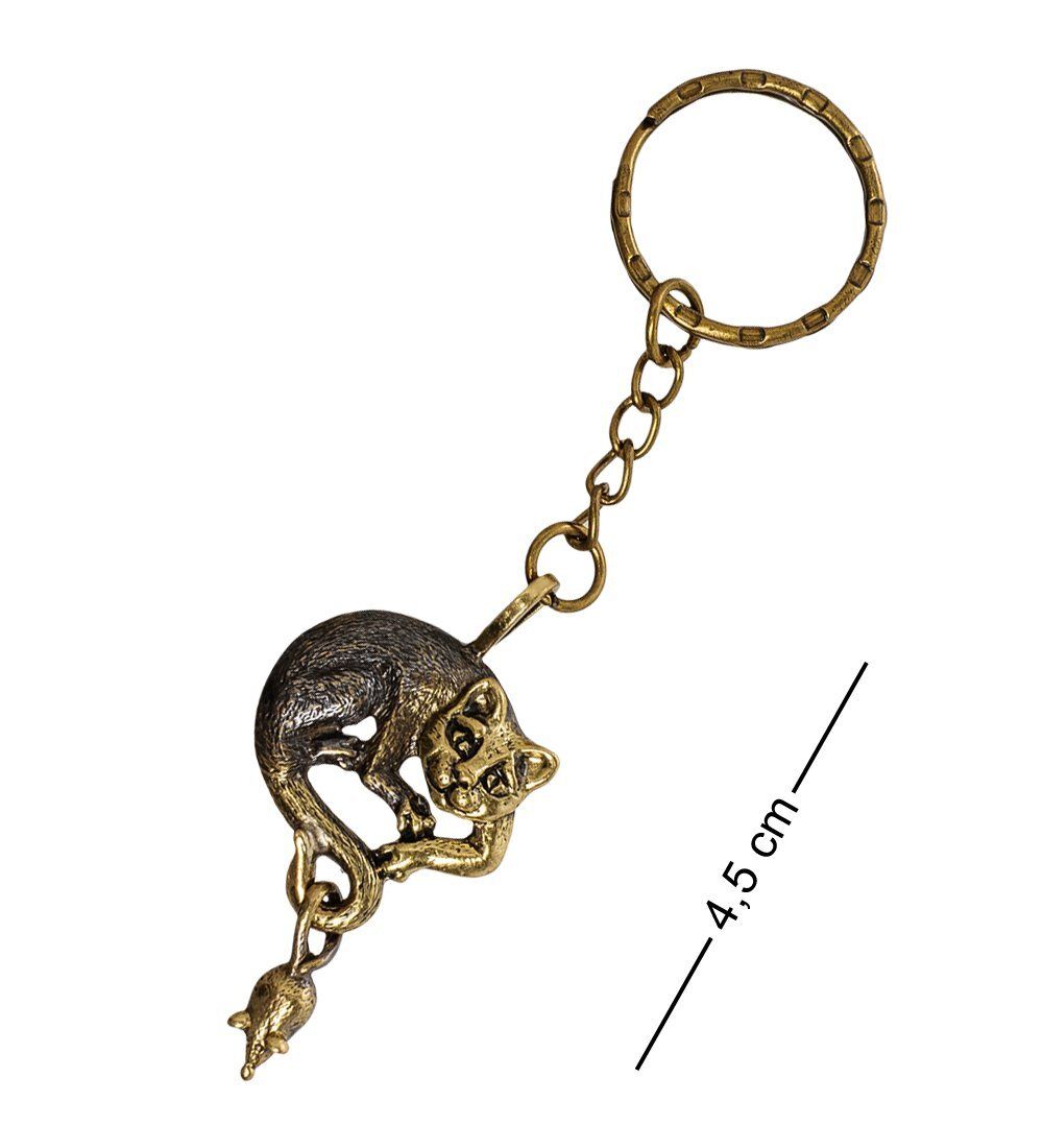 AM-1620 Брелок «Кот с мышкой» (латунь)