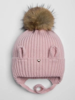 Шапка зимняя с помпоном и ушками для девочки
