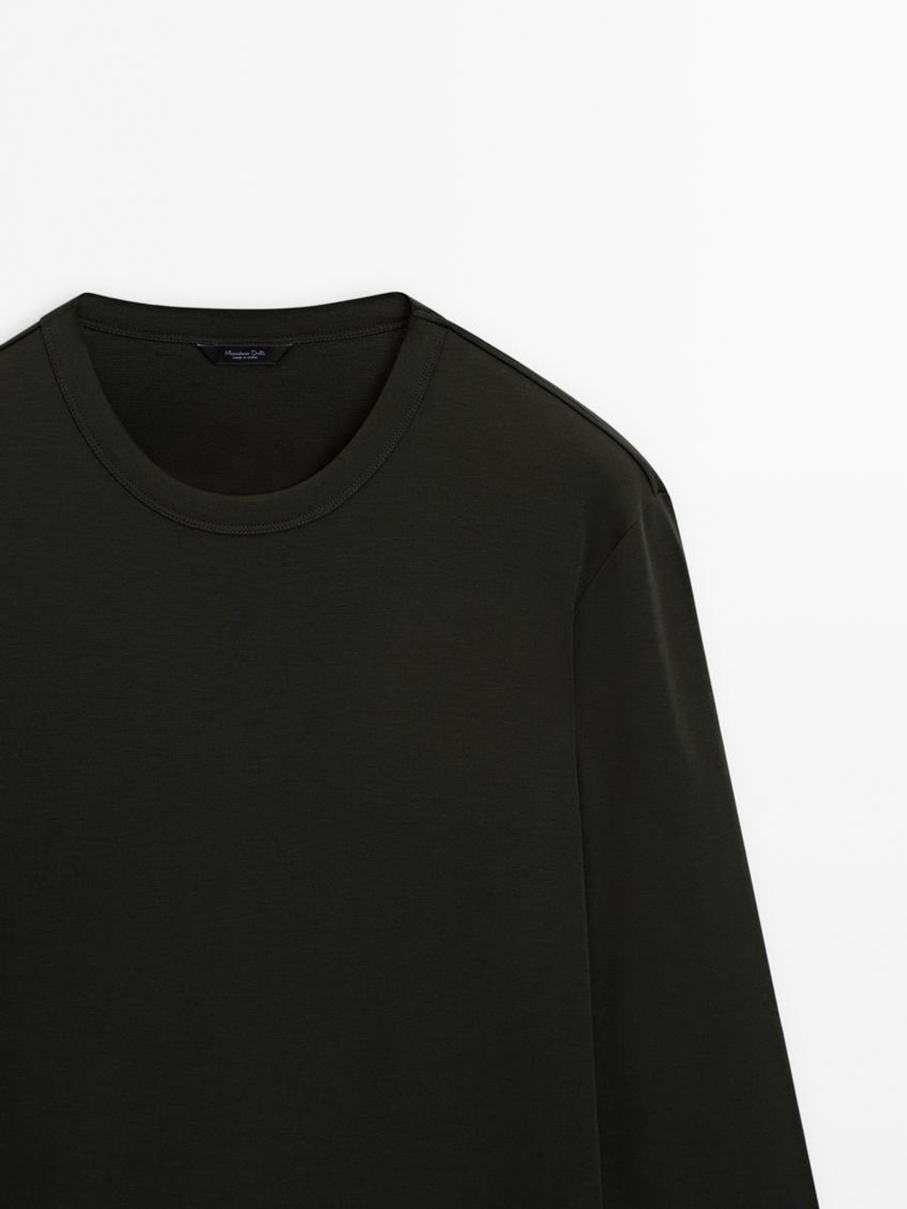 Massimo Dutti Футболка из смесового хлопка, угольный