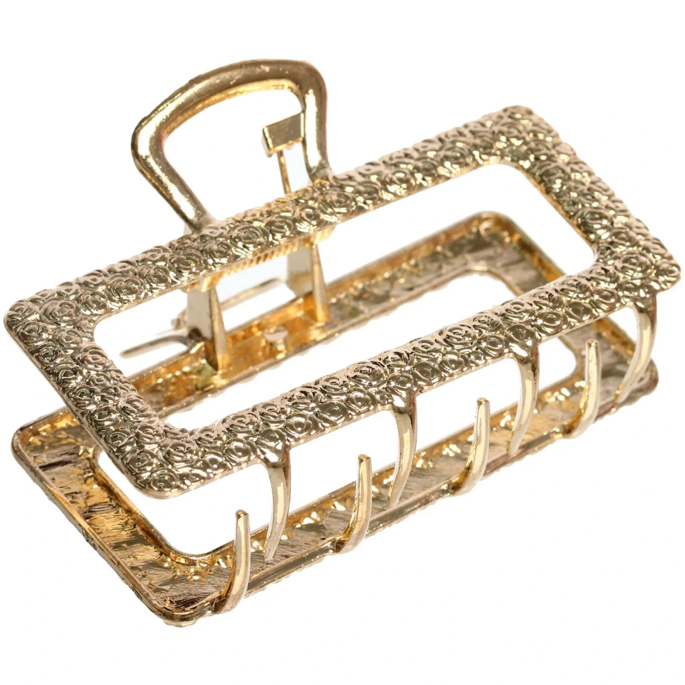 Заколка-краб для волос «AKS - DesignPRO», прямоугольник, цвет золото и хром, 6.7*3см