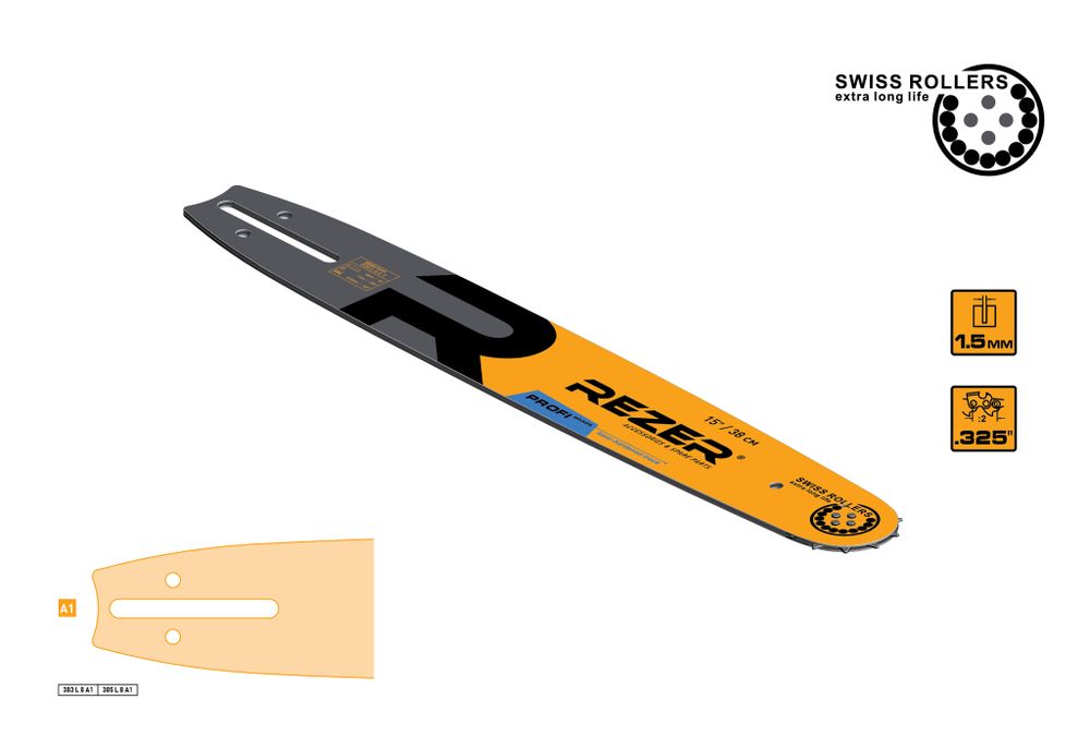 Rezer Profi 385 L 8 A 1 Сварная многослойная направляющая шина для цепных пил