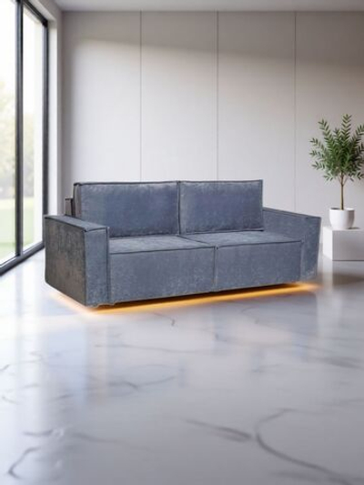 Диван-кровать Сатурн в стиле ЛОФТ ткань Чикаго 18 , велюр, механизм Еврокнижка, спальное место 202х155 см, пружинный блок Боннель, ниша для белья, широкие подлокотники