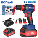 Аккумуляторная дрель Nanwei с бесщеточным двигателем и сменными головками 4 в 1, 20 В NW-D8219P