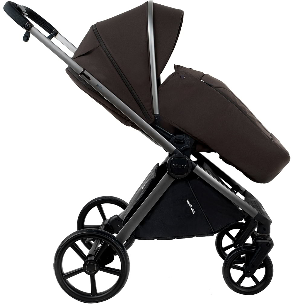 Детская коляска Pituso Teffy 4 в 1 с автокреслом Baesa Black с базой Turkish Coffee/Graphite