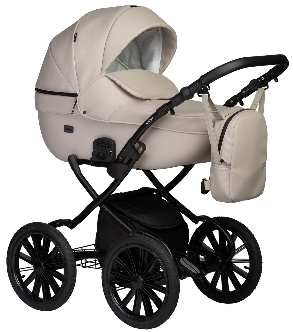 Детская коляска Indigo Mio Eco Plus 14 2 в 1 02 св.бежевая кожа