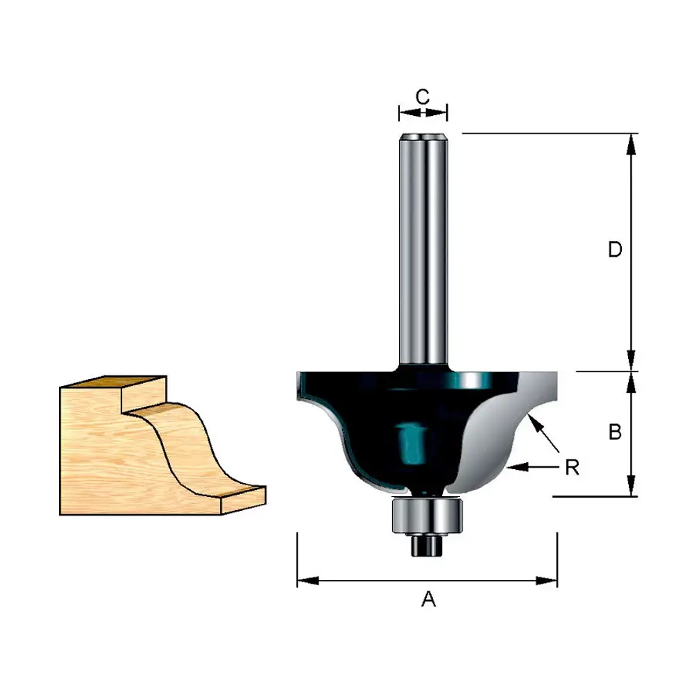 Фреза кромочная фасонная(S-образная 23,53х32х10х6 мм; R=2,5 мм Makita D-09575