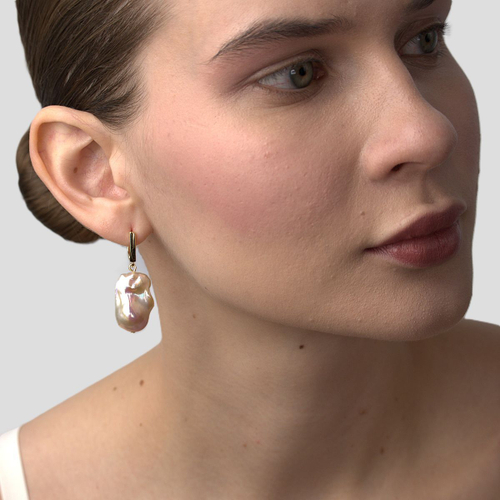 Серьги с подвесками из барочного жемчуга