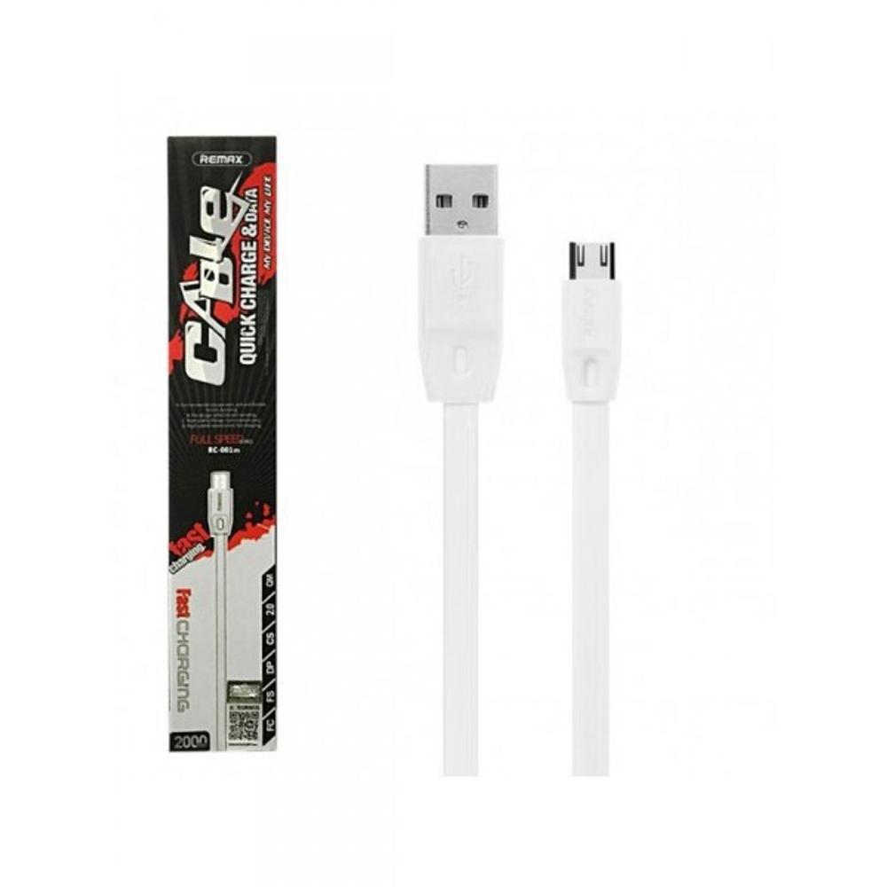 Кабель USB - Micro Remax Full Speed (белый) 1м RC-001m