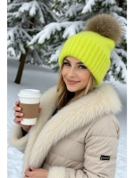 шапка ангора с меховым помпоном зимняя пушистая стильная