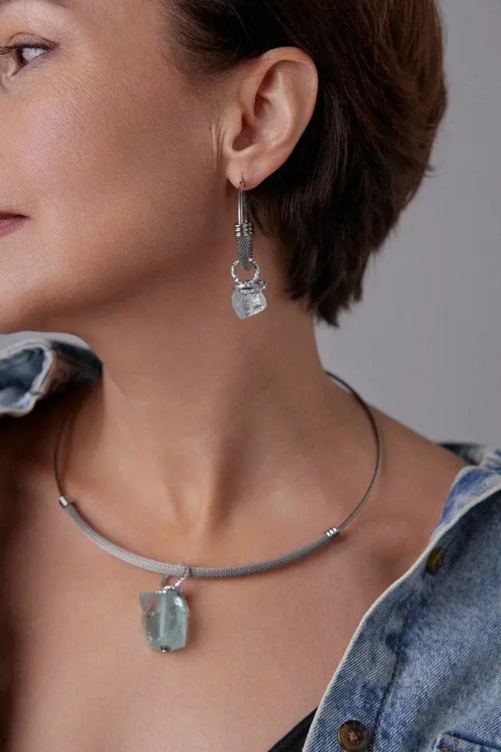 HMG 1324 S steel Чокер трансформер Сталь, aqua quartz арт.1392