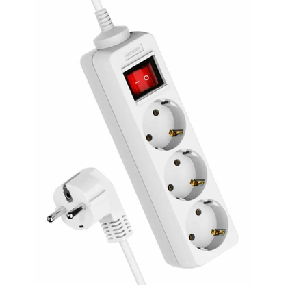 Удлинитель 3гн с З/К 5м с выкл. белый 16А ПВС 3х1 КОСМОС