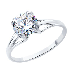 Кольцо из серебра с фианитами