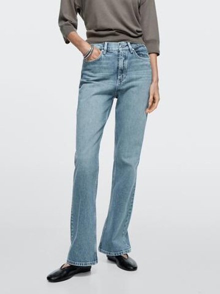 Massimo Dutti Джинсы с высокой талией и расклешенными штанинами, светло-голубой