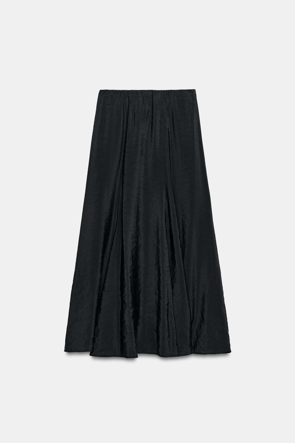 ZARA ЮБКА МИДИ СВОБОДНОГО КРОЯ, ЧЕРНЫЙ