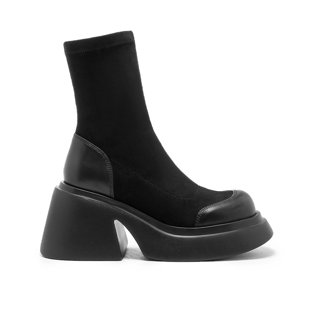 FANNAISHI PU Ankle Boots 7cm Women"s Black