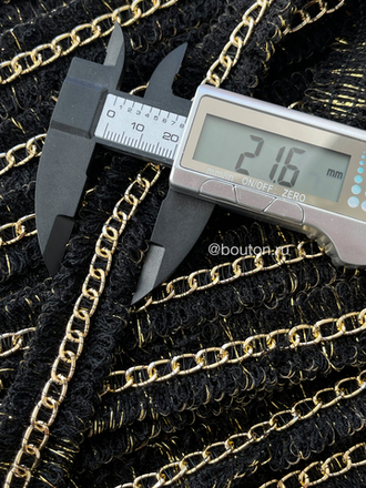 Тесьма черная с золотой цепью и люрексом