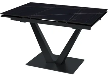 Стол "МАЛИБУ" 120-180, керамика Black Gold матовая, R-6, опоры черный муар