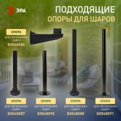 Садово-парковый светильник ЭРА НТУ 02-60-251 шар опаловый призма на опору / кронштейн IP44 Е27 max60Вт d250mm