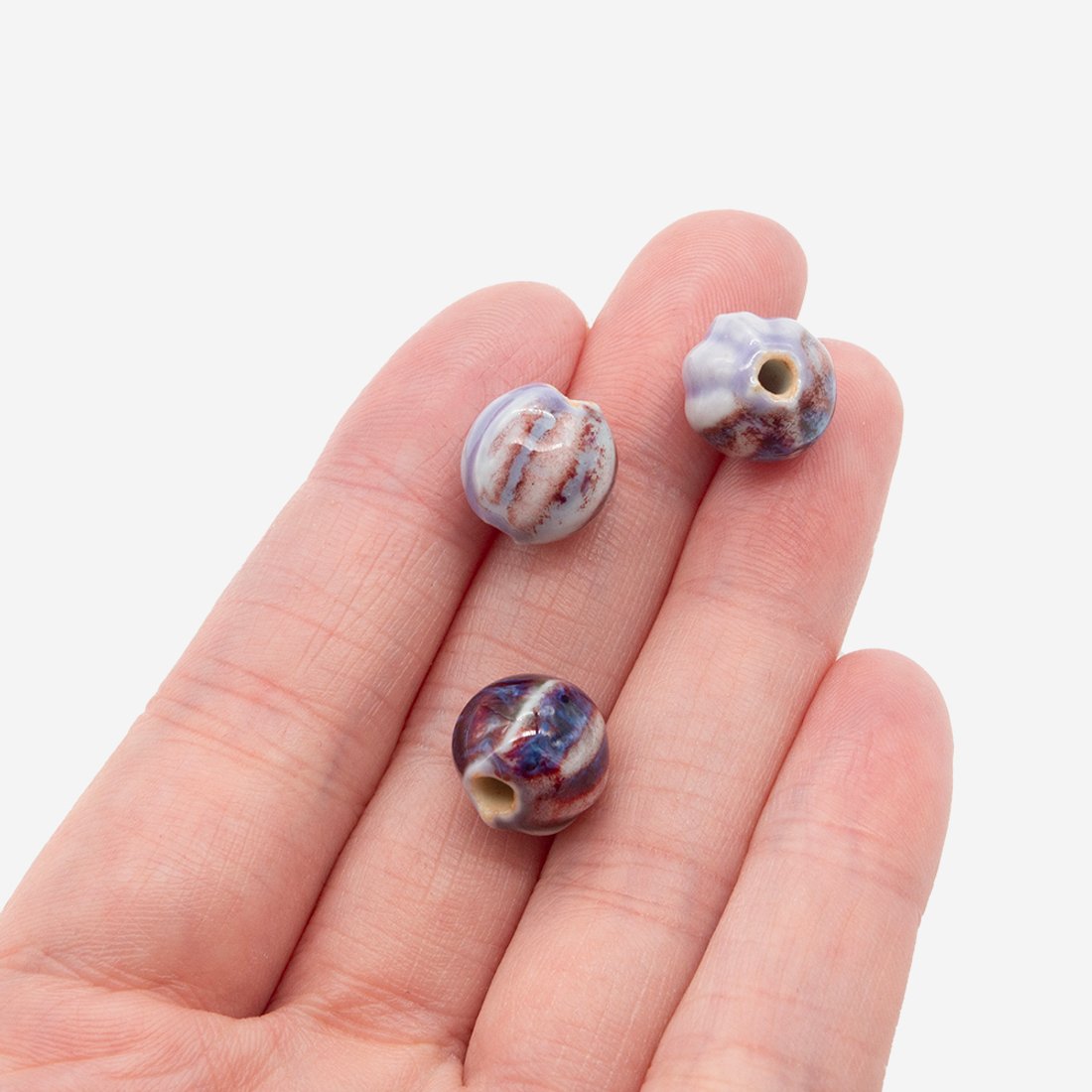 Бусина в форме "Бутон", 11мм, фиолетовая, глазурированный фарфор