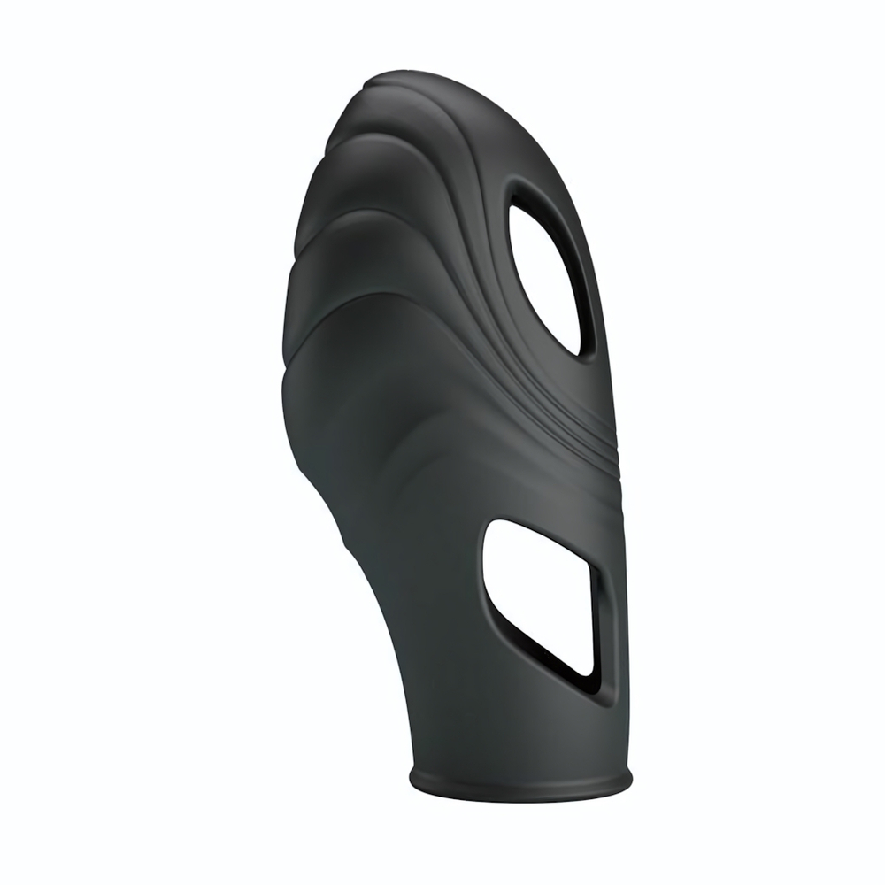 Черная рельефная вибронасадка на палец Lich (Цвет: черный)