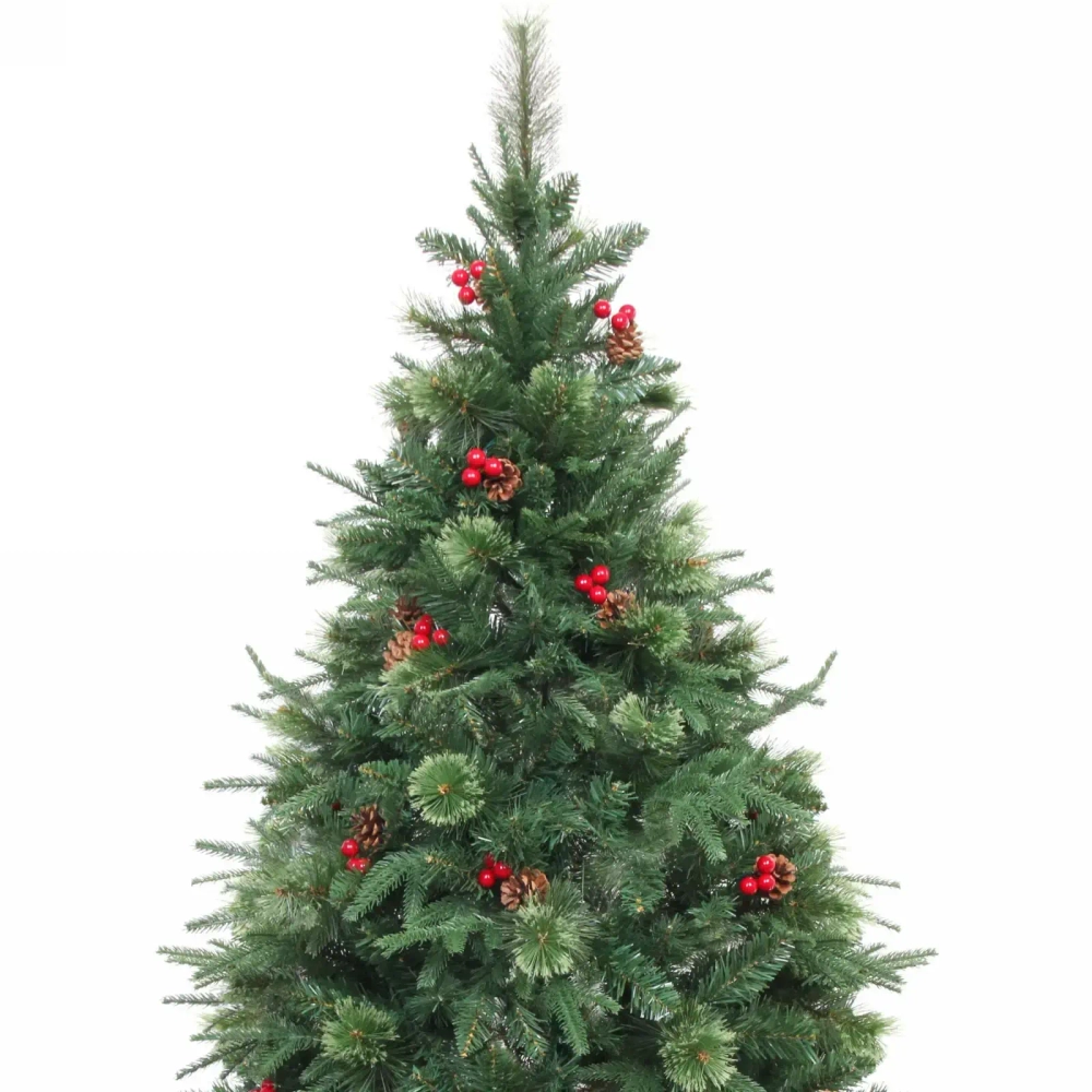 Ёлка «Царевна Зима» 180 см, ПВХ+Леска+Резина, шишки и ягоды (647 веток)