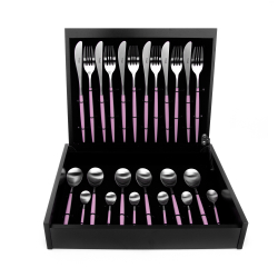 Набор столовых приборов на 6 персон 24 предмета Cutipol Mio matte pink в подарочной упаковке