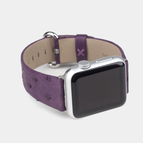 Ремешок для Apple Watch 40/41/42 mm из кожи страуса, фиолетового цвета