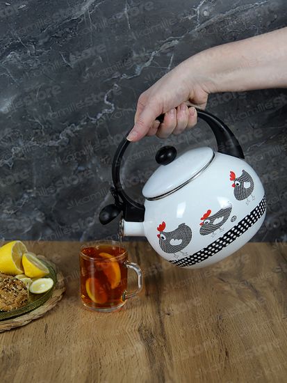 Чайник 2,2 л. эмалированный со свистком Kamille KM 1032 с черной бакелитовой ручкой