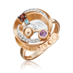 Кольцо «Парад планет» из комбинированного золота c гранатом, аметистом, топазом и натуральными топазами white Артикул: 01-5479-00-712-1111-76